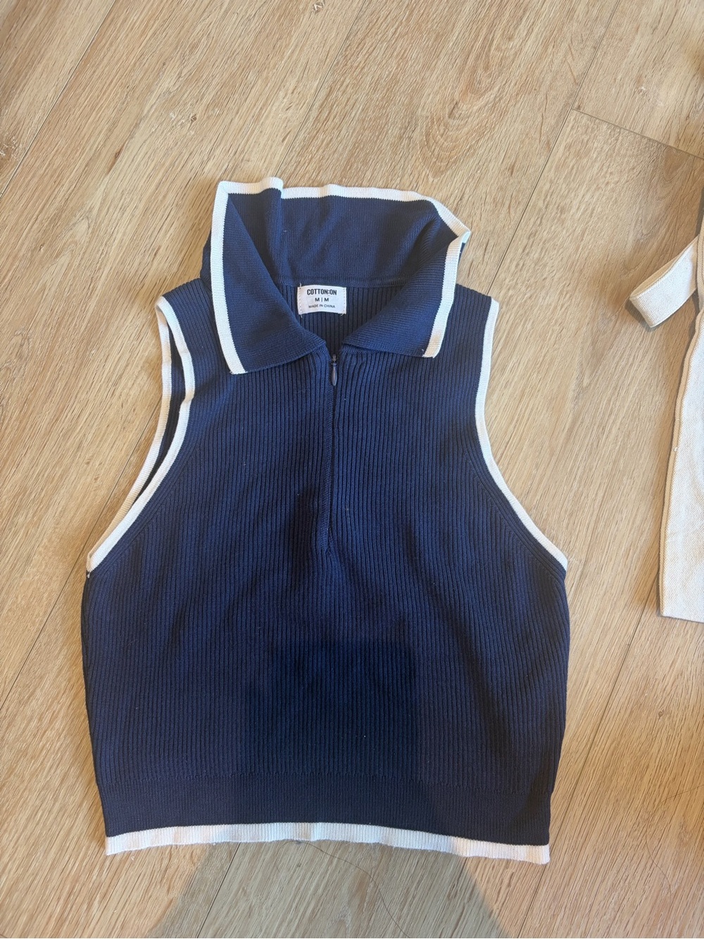 Cotton On Kids Navy Tank Top with White Trim